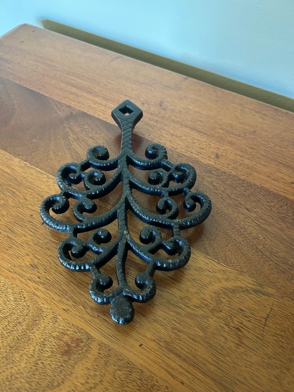 Vintage Black Cast Iron Trivet, Rustic Kitchen Decor, Heavy Duty Iron Pot Stand